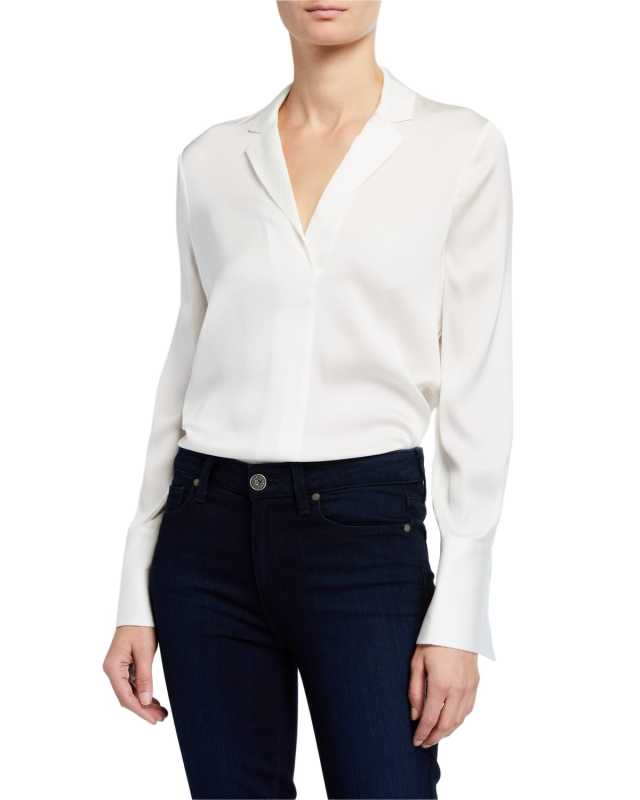 Rebekah Long-Sleeve Silk Blous